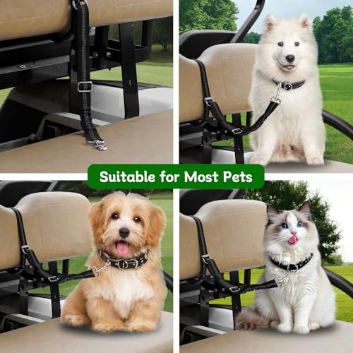 Golf Cart Dog Seat Leash, Pet Dog Seat Belt Harness for Golf Cart, with Adjustable Straps, Prevents Falls & Injuries, Black