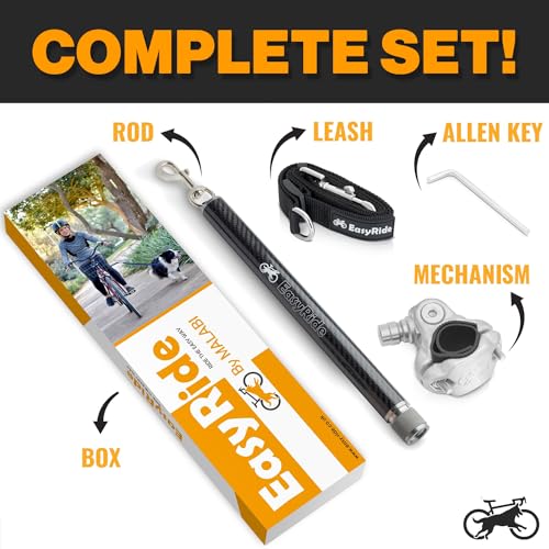 V2.0-180° Rotating Dog Bike Leash - with Shock Absorbers and Quick Attach Mechanism | Carbon Fiber | Detachable, Adjustable for the Smoothest Ride