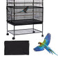 Daoeny Large Bird Cage Cover, Bird Cage Seed Catcher, Adjustable Soft Airy Nylon Mesh Net, Birdcage Cover Skirt Seed Guard for Parrot Parakeet Macaw African Round Square Cages (Black)