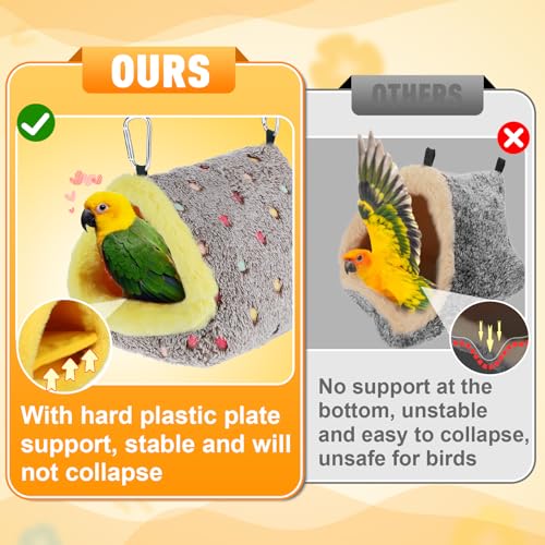 MEWTOGO Medium Winter Warm Bird Nest for Cage - Comfortable Birds Bed with Support Plate, Hanging Shed Hideaway Hammock Hut Gift for Macaws African Grey  Parrots