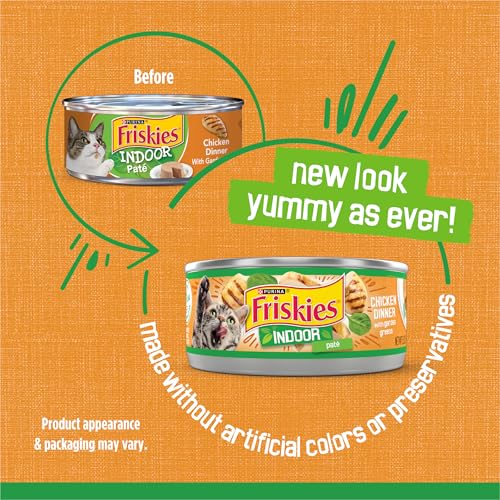 Purina Friskies Indoor Cat Food Pate Chicken Dinner With Garden Greens - (Pack of 24) 5.5 oz. Cans