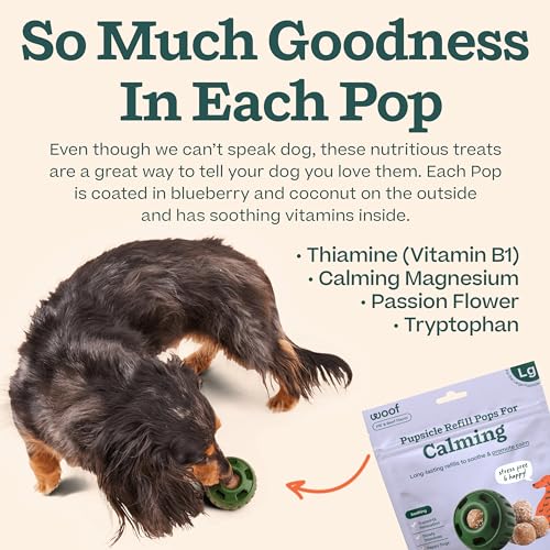 WOOF Pupsicle Refill Pops for Calming - Long-Lasting Refills for The Pupsicle Toy to Promote Calm - Calming Dog Treats - Magnesium for Dogs- Large