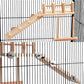Bird Perches Platform Swing with Climbing Ladder, Parakeet Cage Accessories Wooden Playing Gyms Exercise Sturdy for Small Birds