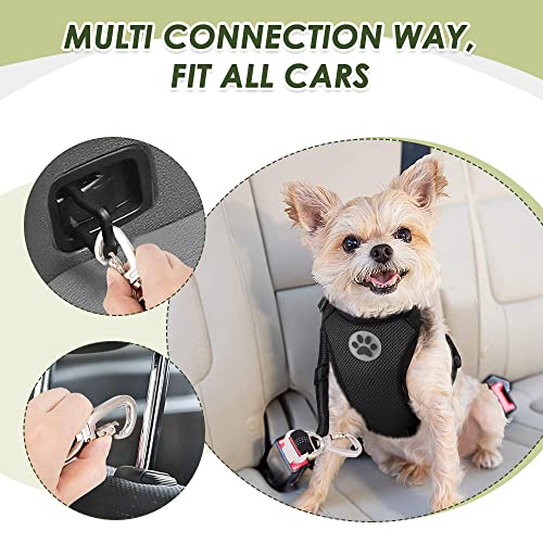 SlowTon Dog Seatbelt, 2 Pack Dog Seat Belt Car Leash Adjustable Elastic Bungee Buffer Heavy Duty Nylon Reflective Pet Safety Tether Connect to Dog