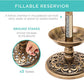 Best Choice Products Outdoor Solar Lighted Pedestal Bird Bath Fountain Decoration w/Planter, Integrated Panel, Scroll Accents for Lawn, Garden - Bronze