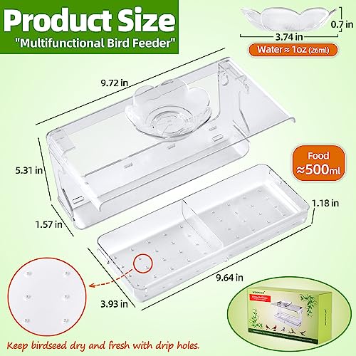 Window Bird Feeder with Non-Marking Self-Adhesive Hooks, Clear and Transparent, Outdoor Wild Bird Watching Gift, Garden Decor (Standard)