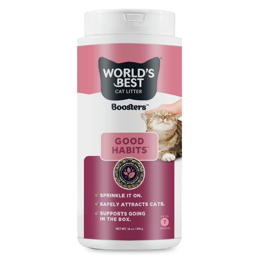 WORLD'S BEST CAT LITTER® Boosters™ Good Habits™ | Natural and Sustainable Cat Litter Additive | Attracts Your Cat to The Litter Box and Helps Avoid Accidents | Plant-Based Attractant | 18 oz Canister