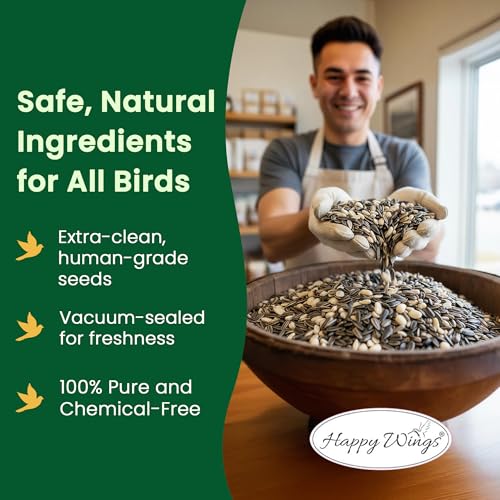 Happy Wings No Grow Bird Seed Mix 5lb - Songbird Bird Seed with Sunflower, Safflower & Peanuts - No Mess Birdseed for Outside Feeders - Suitable Birdseed for Wild Birds