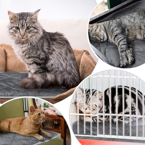 4 Pack Self Heating Cat Pad Self Warming Dog Mat Reflects Body Heat Extra Warm Thermal Pet Pad Washable Dog Cat Bed Crate Bed Mat Blanket(Gray,16 x 20 Inch)