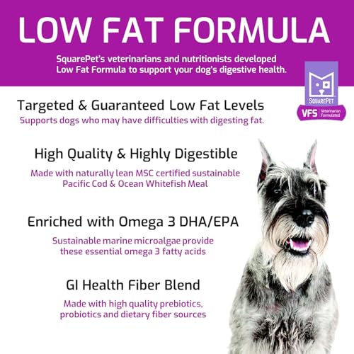 SquarePet Veterinarian Formulated Solutions Low Fat Content Lean Whitefish, Highly Digestible, Dry Dog Food 4.4lbs