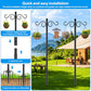 Adjustable Shepherd Hooks for Outdoor, 2 Pack 80 Inch 5 Prong Base Bird Two Sided Feeder Poles, Heavy Duty Shepherds Hook, Suitable for Garden in Hanging Flower Basket, Lantern, Bird Nests