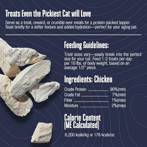 Whole Life Cat Just One Chicken Freeze Dried Cat Treats - Human Grade High Protein Food, Healthy Training Snacks, Freeze Dried Chicken Food Toppers, USA Made Natural Treats - 4 oz (Pack of 1)