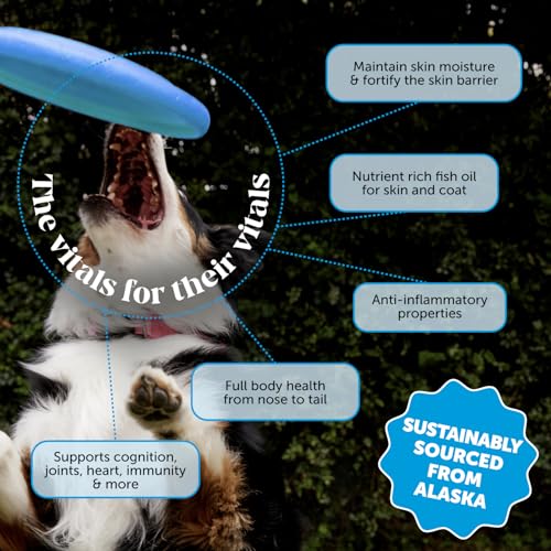 Wild Alaskan Salmon Oil, Omega-3 Fish Oil for Dogs and Cats, Fatty Acids, Salmon Oil for Dogs, Skin and Coat Health, Pure Dog Food Topper, Supports Joints, Brain & Heart Health - 32oz