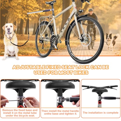 Hands Free Dog Bike Leash - Heavy Duty Bicycle Attachment with Quick Connect & Buffer Rope, Fit Leash for Medium Large Dogs - Cycling, Jogging