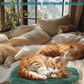 Cat Mat Self Warming Cat Bed 26"x20" Leaf Shaped Cotton Soft Warm Pet Pad Blanket for Indoor Bed Couch Sofa Floors Cat and Dog Warm Mattress (Green)