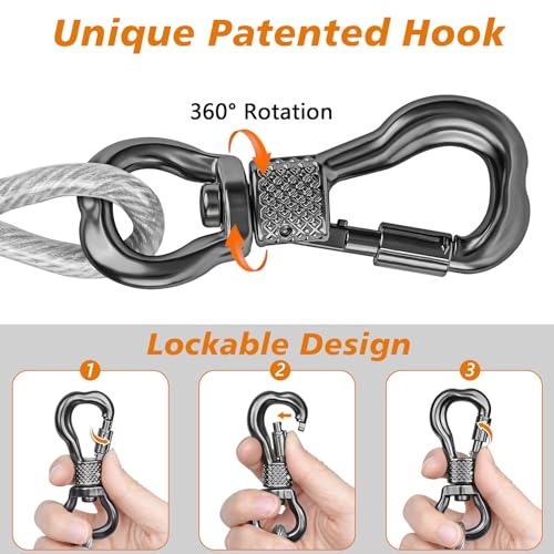XiaZ Dog Tie Out Cable, Heavy Duty Dog Chains for Outside with Lockable Hook, Pet Runner Cable Leads for Yard, Dogs Line Tether for Small Medium