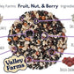 Valley Farms Fruit Nut & Berry (4 LB) Wild Bird Food Outside Feeders, Bird Seed with Dried Fruit, Peanuts, Sunflower, and Safflower, High Energy Mix for Healthy Birds!