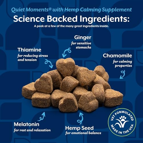 NaturVet Quiet Moments Calming Aid Dog Supplement, Helps Promote Relaxation, Reduce Stress, Storm Anxiety, Motion Sickness for Dogs (Quiet Moments