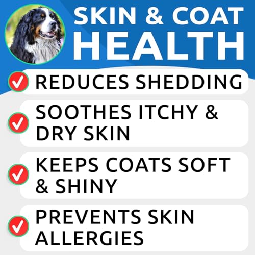 BARK&SPARK Omega 3 for Dogs - 180 Fish Oil Treats for Dog Shedding, Skin Allergy Chews, Itch Relief, Hot Spots Treatment - Joint Health - Skin and Coat Supplement - EPA & DHA Fatty Acids - Salmon Oil