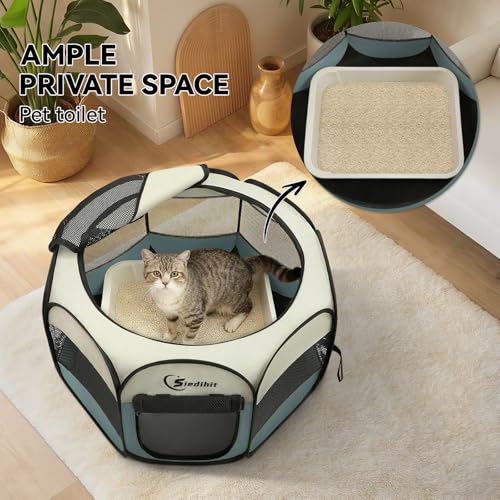 Siedihit Dog Cat Playpen, Puppy Pet Playpen Indoor for Small Dog Crate Tent Cage Outdoor, Portable Pop Up Dogs Enclosure Kennel with Carrying Case for Dogs/Cats/Rabbits(Grey, Small