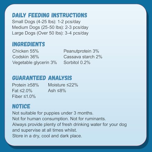 Pawmate Dog Treats Chicken Wrapped Cod Fish Skin Sticks, Healthy High Protein Omega3 Cod Twist Dog Chews Real Chicken Wrap Teeth Cleaning for Large Medium Small Breeds, 10.6 oz