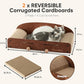 FUKUMARU 26 Inch Cat Scratcher Bed, 2 Reversible Cardboard Cat Scratch Pads Refill for Indoor Cats, Durable Large Cats Scratching Bed Sofa Couch Lounger with Fun Toys, Furniture Protector, Caramel