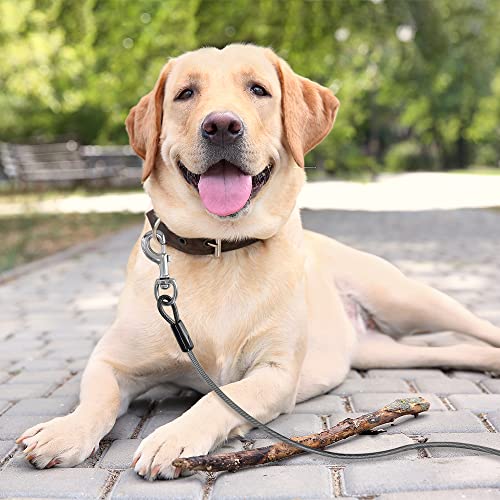 BV Dog Tie Out Cable 25 Feet - Heavy Duty Dog Lead Up to 250 Pounds - Reflective & Rust-Free with Quick Release Swivel Clips & 360° Rotating Clasp