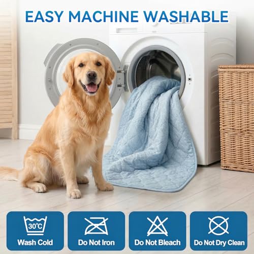 Dog Cooling Mat Q-MAX>0.5 Self-Cooling Mat for Dogs Crate Pad for Dogr, 2-in-1 Long-Lasting Cool Mats and Soft Kennel Pad for Dogs, Easy Washable Mat