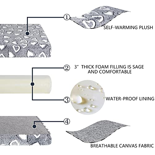 VANKEAN Reversible Cool and Warm Dog Bed Mat for Crates - Stylish Pad With Waterproof Inner Linings and Removable Machine Washable Cover, Firm Support for Small to XX-Large Dogs, Grey