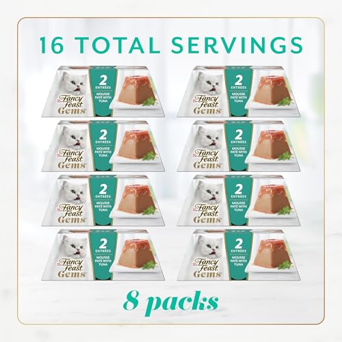 Fancy Feast Gems Pate Cat Food Mousse With Tuna and a Halo of Savory Gravy Cat Food - (Pack of 8) 4 oz. Boxes