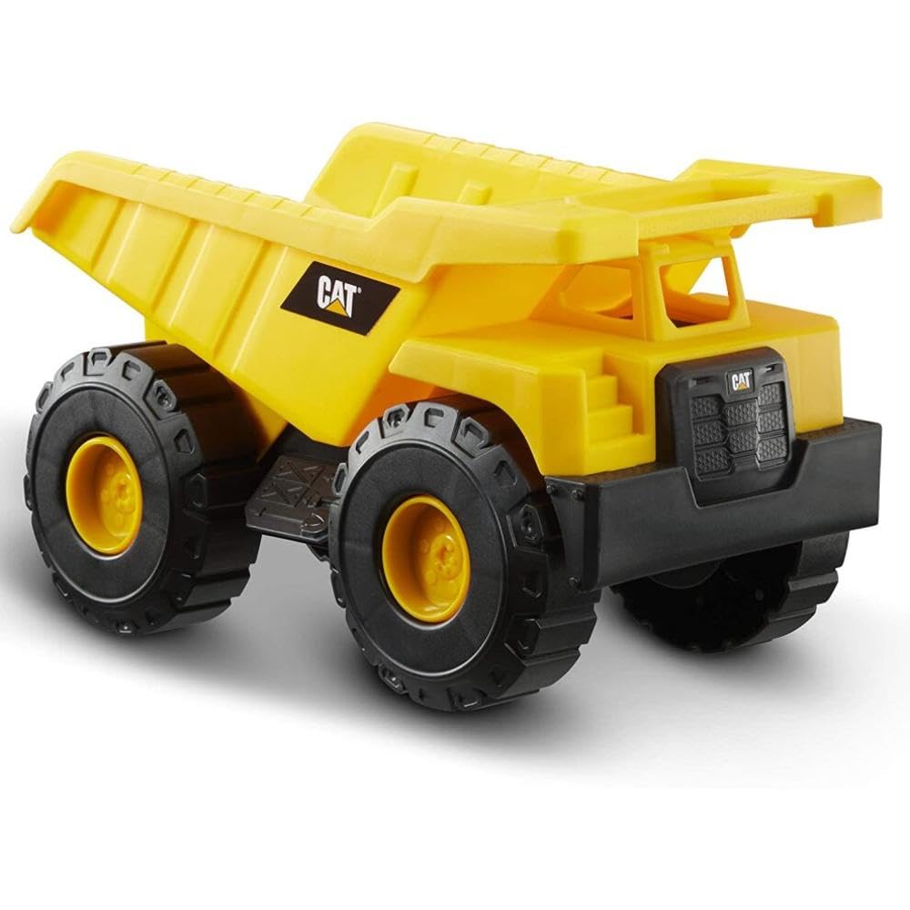 CAT Construction Toys, Construction Fleet 10" Dump Truck Toy - Heavy‑Duty Plastic, Working Tilting Bed & Free‑Rolling Wheels, Indoor/Outdoor Sandbox Truck for Toddlers & Kids Ages 2-6