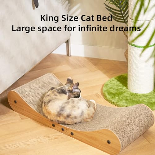 Nekosan Cat Scratcher Cardboard Bed, 27.5" Extra Large Cat Scratch Sofa Bed, Cat Scratcher Lounge Bed for Indoor Cats, 27.5 x 10 Inches Cat Couch Bed - Scratching Board