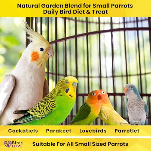 Birds LOVE All Natural Garden Blend Bird Food for Small Birds - Lovebirds, Cockatiels, Parakeets and Parrotlets 2lb