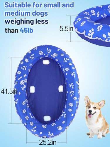 Upgraded Tear-Resistant Dog Pool Float - 25" x 41" Stable Support Inflatable Dogs Floats, Scratch-Proof Oxford Summer Floatie Raft Pool Toy for Small