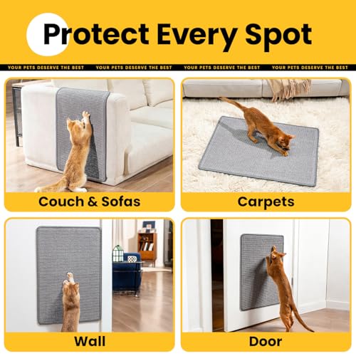 Conlun Cat Scratcher Mat,Natural Sisal Cat Scratch Pad,Horizontal Floor Cat Scratching Pads Rug for Indoor Cats Grinding Claws Nails,Cat Furniture Protector for Couch & Carpets & Sofas