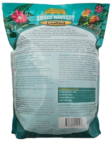 Conure and Lovebird Bird Food, 4 lbs Bag - Seed Mix for Conures and Lovebirds