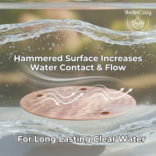 Bird Bath Copper Disk & Maintenance Set, 2 Hammered Style 0.8mm, 99.9% Pure Copper Plate, Rustic Birdbath Accessories for Bowl and Fountain, Supports Easy Maintenance, Safe for Birds