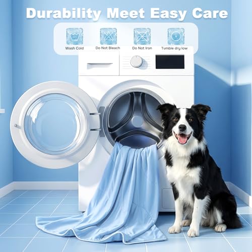ZOMISIA Cooling Blanket for Medium Dogs - Lightweight Dog Cooling Mat with Breathable Air-Core Fill, Cold Pet Throw Blanket Washable for Summer, Soft