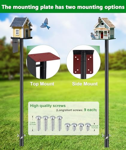 Heavy Duty Bird Feeder Pole - 60 Inch Adjustable 1 Inch Metal Bird House Pole with 14” Deep Auger Base | Outdoor Mount Kit for Bluebird Houses, Hummingbird Feeders, Smart Bird Feeder with Camera
