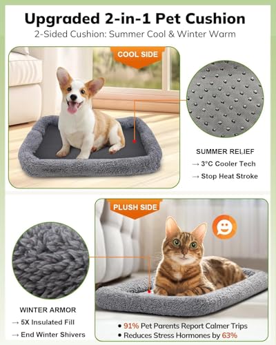 Morpilot Cat Carrier - Cat Carrier Soft for Medium or Large Cats up to 20lbs, with Dual-Sided Cushion, Secure Buckle and Foldable Bowl, Dog Carriers for Small Dogs - Pet Carrier (Dark Gray)