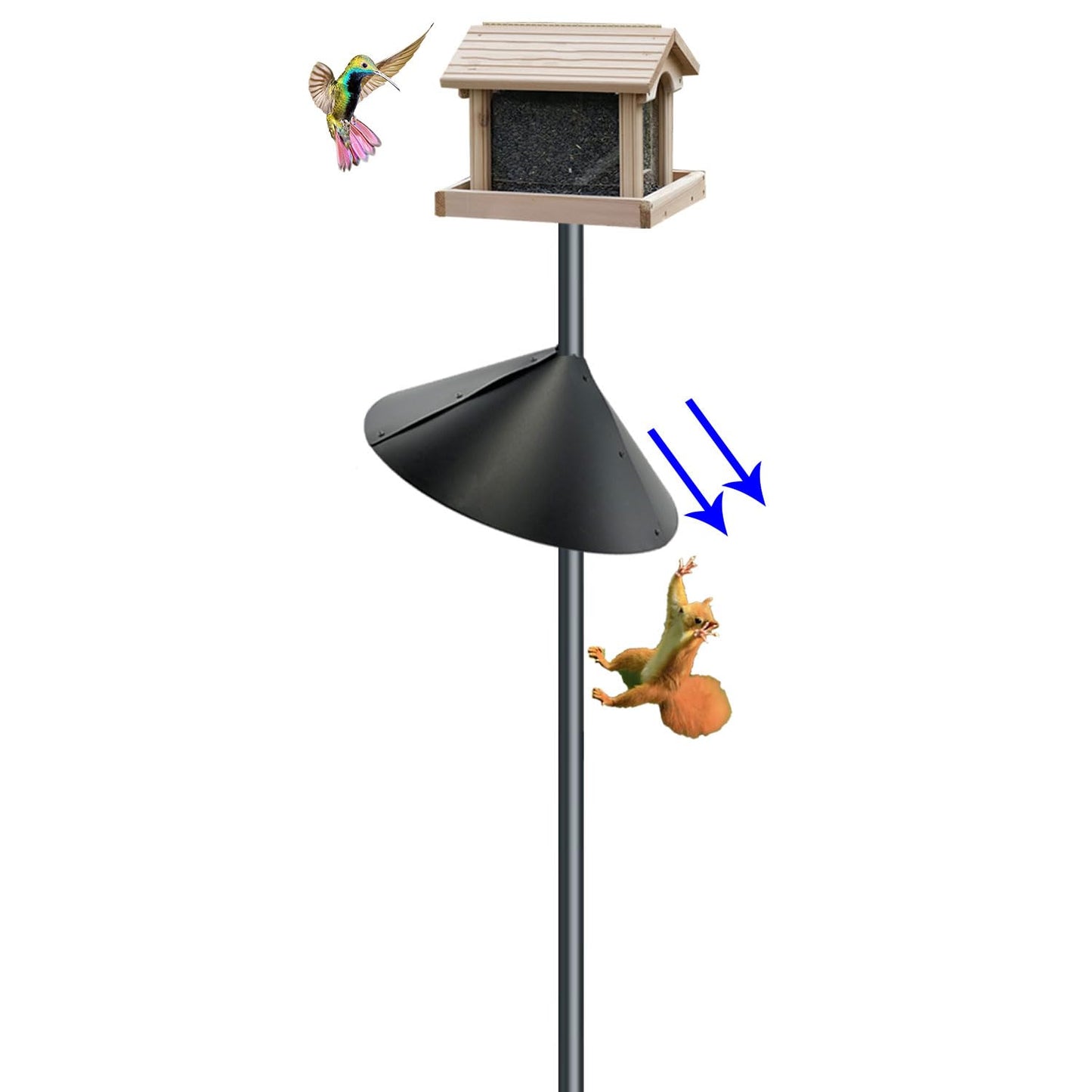 Squirrel baffle for bird feeders pole, squirrel proof cone for outdoors shepherds hook. Squirrels deterrent for bird house, large squirrel guard/blockers, bird feeder accessories, 18 inch Pole mount