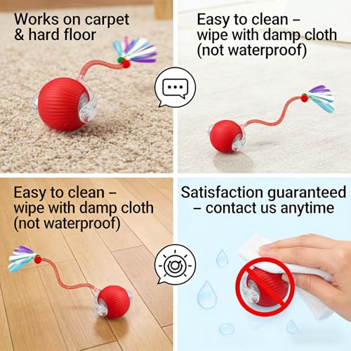 Interactive Cat Toys for Indoor Cats, Speedy Tail Cat Ball | 300mAh High-Capacity Battery, Controllable Chirping, Smart Electric Motion, Interactive