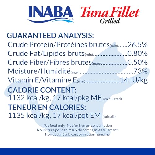 INABA Premium Grilled Tuna Fillet Cat Treats with Vitamin E and Green Tea Extract, 0.52 Ounces Each, Pack of 10, Variety Box