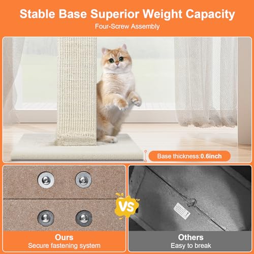 Cat Scratching Post 33 Inch Nature Sisal Cat Scratch Post for Indoor Cats, Large Cat Scratcher Protect Your Furniture, for All Breeds