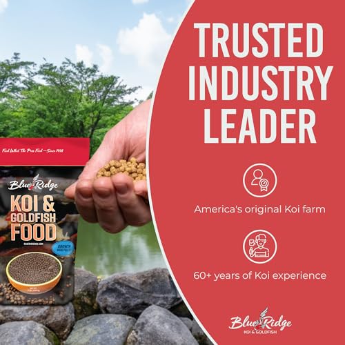 Blue Ridge Koi Fish Food 2lb - Koi Food Mini Growth Formula, Goldfish Food, Premium Fish Food for Ponds, Ponds Fish Food, Floating Pond Pellets