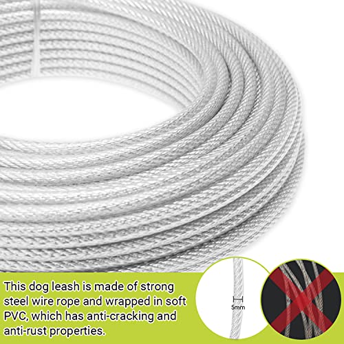 Dog Tie Out Cable - 100 ft Long Dog Cable with 10 ft Run Cable for Yard Training Running Camping Hiking Outdoor - Heavy Duty Chew Proof Lead Leash