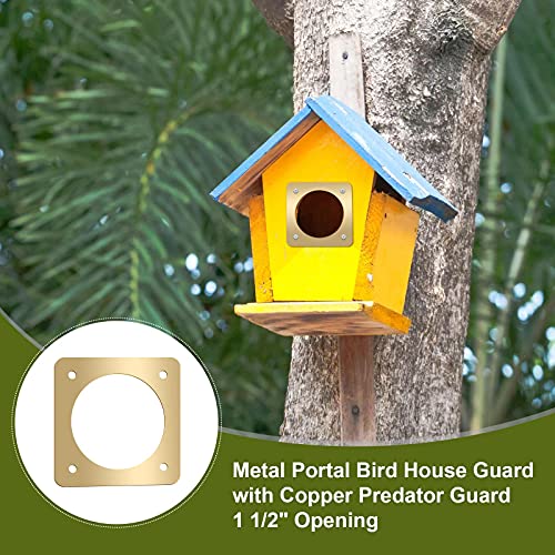 Hotop 18 Pcs 1 1/2'' Opening Metal Bird House Guard Portal Bird House Hole Protector with Copper Open Protector Guards for Eastern Bluebird Rooms Sparrow Houses(Opening)