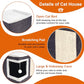 Cat Houses for Indoor Cats - Large Cat Bed Cave with Scratch Pad and Fluffy Ball, Foldable Cat Condo Hideaway with Reversible Cushion for Multi Small Pet, Dark Grey