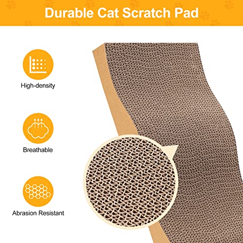 Poils bebe 5 PCS Cat Scratcher with Box, Reversible Cat Scratchers for Indoor Cats, Cardboard Cat Scratcher with Catnip, 2 Curved and 3 Flat Boards for Scratching Bed