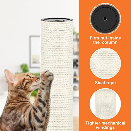 4 PCS M8 Cat Scratching Post Replacement, 15.7 x 3.1 Inch Sisal Pole Cat Tree Replacement Post with Screws, Refill Scratcher Posts for Indoor Kitten Tree Tower Spare Cat Furniture Protector